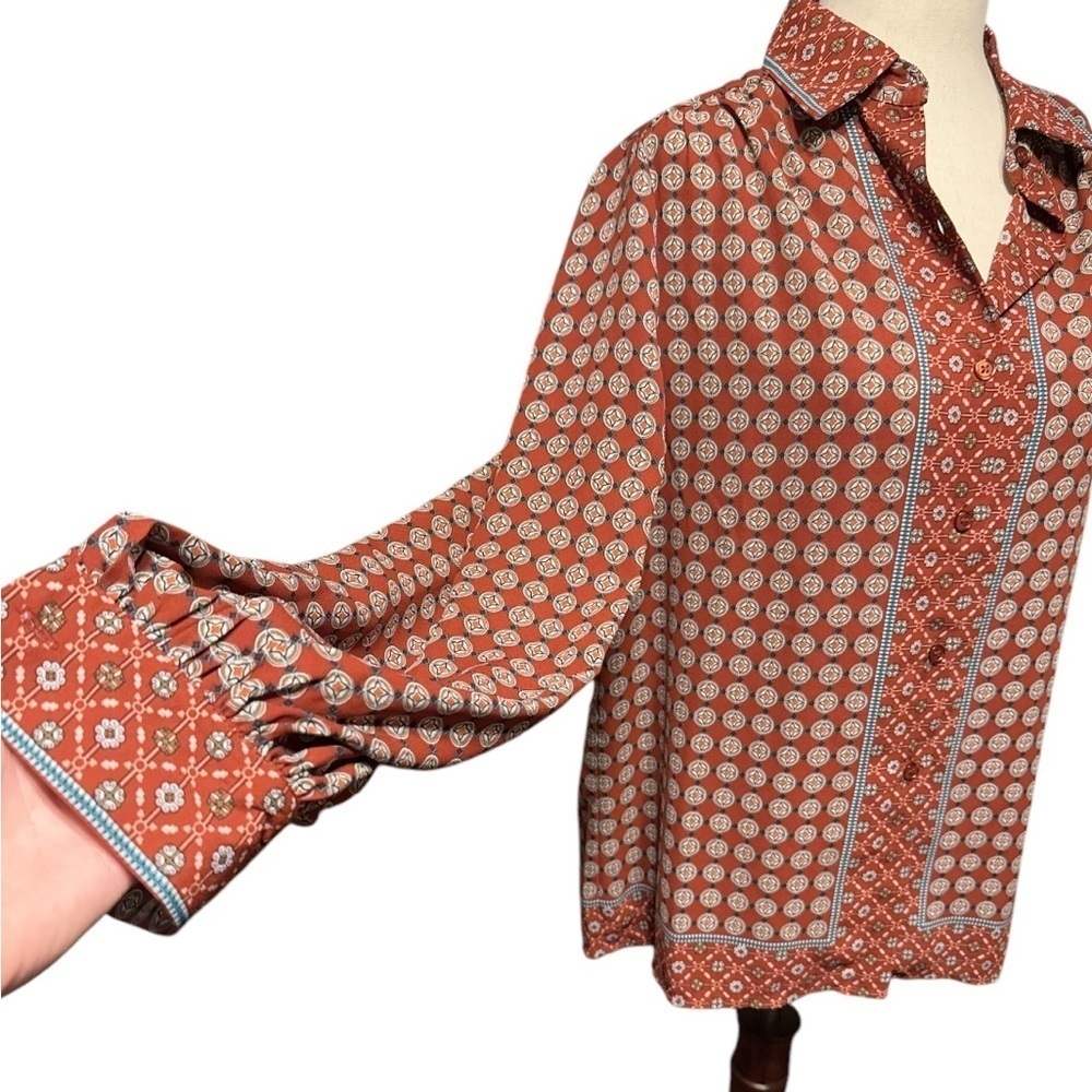 Max Studio Printed Button Down Blouse